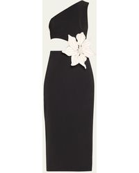 PATBO - Flower Applique One-shoulder Cutout Midi Dress - Lyst