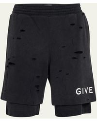 Givenchy - Destroyed Logo Sweat Shorts - Lyst
