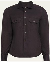 Kiton - Cotton Flannel Snap-Front Overshirt - Lyst
