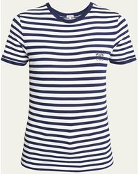 Loewe - Anagram Embroidered Striped Short-sleeve T-shirt - Lyst