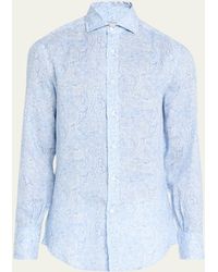 Brunello Cucinelli - Linen Paisley-print Sport Shirt - Lyst