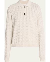 Brunello Cucinelli - Cotton Diamante Cable Knit Polo Sweater - Lyst