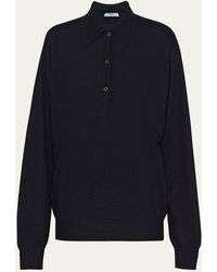 Prada - Polo Long Sleeve Cashmere Sweater - Lyst