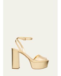 Prada - 115Mm Metallic Leather Platform Sandals - Lyst