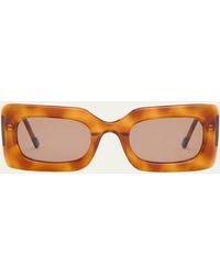 Le Specs - Damnedest Havana Acetate Rectangle Sunglasses - Lyst
