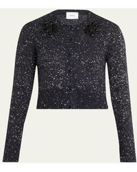 Erdem - Crystal Embellished Paillette Knit Crop Cardigan - Lyst