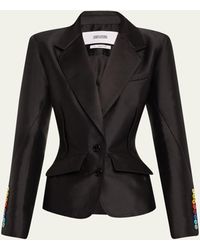 Christopher John Rogers - Tailored Tuxedo Jacket With Pleated Back - Lyst