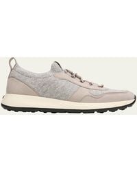 Tod's - Sportiva Knit Suede Trainer Sneakers - Lyst