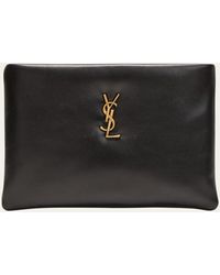 Saint Laurent - Calypso Small Ysl Clutch Bag In Smooth Padded Leather - Lyst