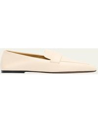 The Row - Leather Square-Toe Loafers - Lyst
