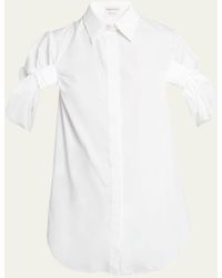 Alexander McQueen - Ruched Puff-sleeve Button-front Blouse - Lyst