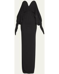 Saint Laurent - Off-shoulder Gown With Glove Sleeves - Lyst