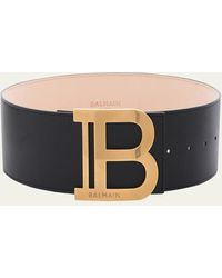 Balmain - B Logo Calfskin Buckle Belt - Lyst