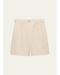 Prada - Pleated Cotton Twill Bermuda Shorts - Lyst