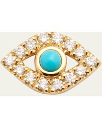 Sydney Evan - Small Turquoise Cabochon & Diamond Evil Eye Single Earring - Lyst