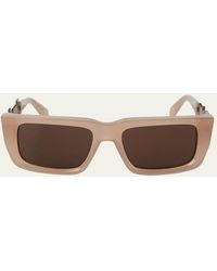 Palm Angels - Milford Brown Acetate & Metal Rectangle Sunglasses - Lyst