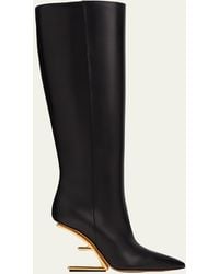 Fendi - Calfskin F-heel Tall Boots - Lyst