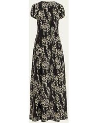 BERNADETTE - Roxy Floral-print Short-sleeve Silk Maxi Dress - Lyst