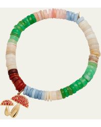 Sydney Evan - Mushroom Charm On Mixed Opal Wheel Bead Bracelet - Lyst
