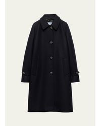 Prada - Loden Leather-Button Single-Breasted Wool Coat - Lyst
