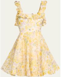 Zimmermann - Harmony Frilled Floral Mini Dress - Lyst