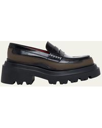 Plan C - Colorblock Leather Lug-sole Penny Loafers - Lyst