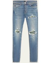 Amiri - Mx1 Skinny Jeans With Plaid Patches - Lyst