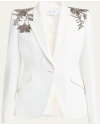 McQueen - Crystal Embellished Shoulder Single-Breasted Blazer - Lyst