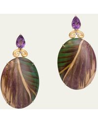Silvia Furmanovich - 18k Yellow Gold Marquetry Earrings With Brown Diamonds And Amethyst - Lyst