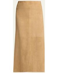 The Row - Danas Suede Maxi Apron Skirt - Lyst