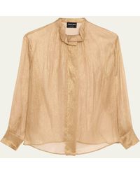 Giorgio Armani - Metallic Silk Button-Down Shirt - Lyst