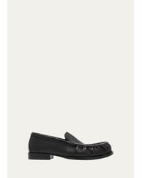 Dries Van Noten - Ruched Grained Leather Loafers - Lyst