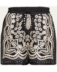 Nili Lotan - Frances Bandana-print Silk Pull-on Shorts - Lyst