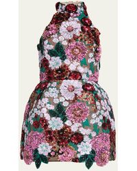 Bronx and Banco - Deirdre Sequin Embroidered Halter Mini Dress - Lyst