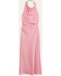 Jonathan Simkhai - Reannon Draped Satin Halter Gown - Lyst