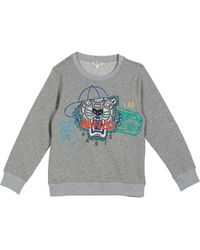 KENZO Tiger In Ball Cap Embroidered Sweatshirt - Gray