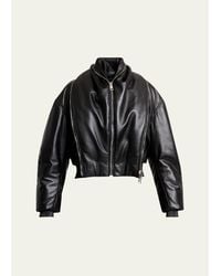 Givenchy - Double Shawl-Collar Leather Crop Bomber Jacket - Lyst