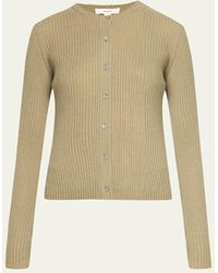 Vince - Ribbed Cashmere And Silk Fitted Cardigan - Lyst