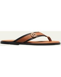 Giorgio Armani - Leather Logo Thong Sandals - Lyst