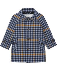 Burberry Bradley Plaid Wool Coat - Blue