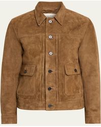 Officine Generale - Lazlo Suede Button-Front Shirt Jacket - Lyst