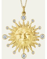 Anthony Lent - 18k Yellow Gold Small Diamond Sunface Pendant Necklace - Lyst