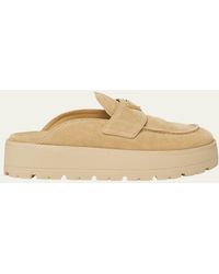 Prada - Fussbett Suede Loafer Mules - Lyst