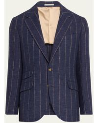 Brunello Cucinelli - Striped Linen-blend Suit - Lyst