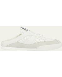Chloé - Kick Mesh And Leather Low-Top Mule Sneakers - Lyst