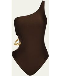 L'Agence - Ava Shimmer One-shoulder Cutout One-piece Swimsuit - Lyst