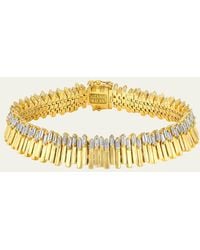 Suzanne Kalan - 18k Yellow Gold Jagged Baguette Diamond Tennis Bracelet - Lyst