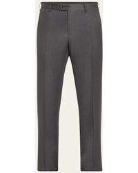 Giorgio Armani - Solid Wool Flat-Front Trousers - Lyst