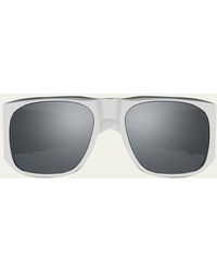 Saint Laurent - Sl 636 Thick Metal Rectangle Sunglasses - Lyst