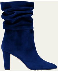 Manolo Blahnik - Calasso Suede Slouchy Ankle Booties - Lyst